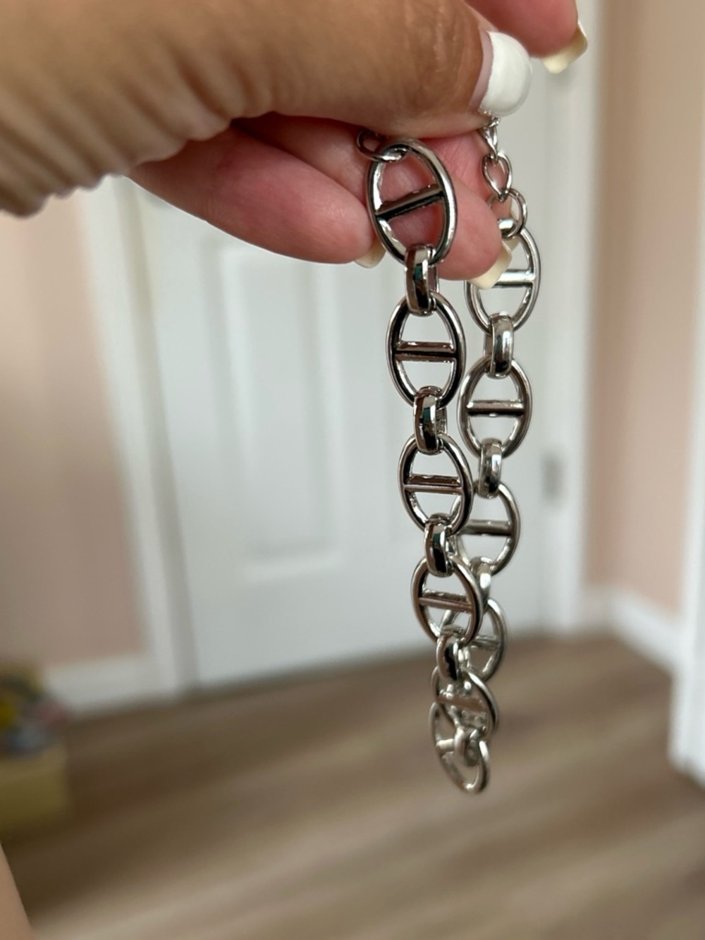 H Silver Link Chain Bracelet